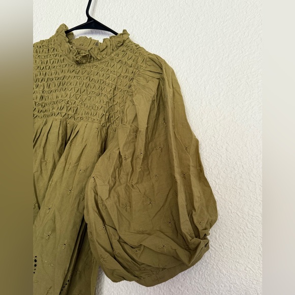 Love the label olive green mock neck blouse- Small - Picture 3 of 10